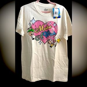 Nickelodeon The Fairly Oddparents T-shirt ivory make a wish Y2K vibe new